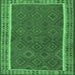 Square Machine Washable Southwestern Emerald Green Country Area Rugs, wshtr2728emgrn