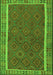 Serging Thickness of Machine Washable Southwestern Green Country Area Rugs, wshtr2728grn
