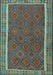 Machine Washable Southwestern Light Blue Country Rug, wshtr2728lblu