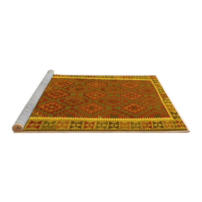 Sideview of Machine Washable Southwestern Yellow Country Rug, wshtr2728yw