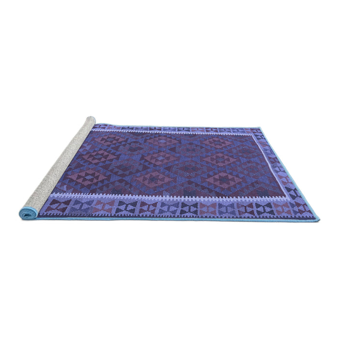 Sideview of Machine Washable Southwestern Blue Country Rug, wshtr2728blu