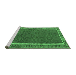 Sideview of Machine Washable Southwestern Emerald Green Country Area Rugs, wshtr2728emgrn