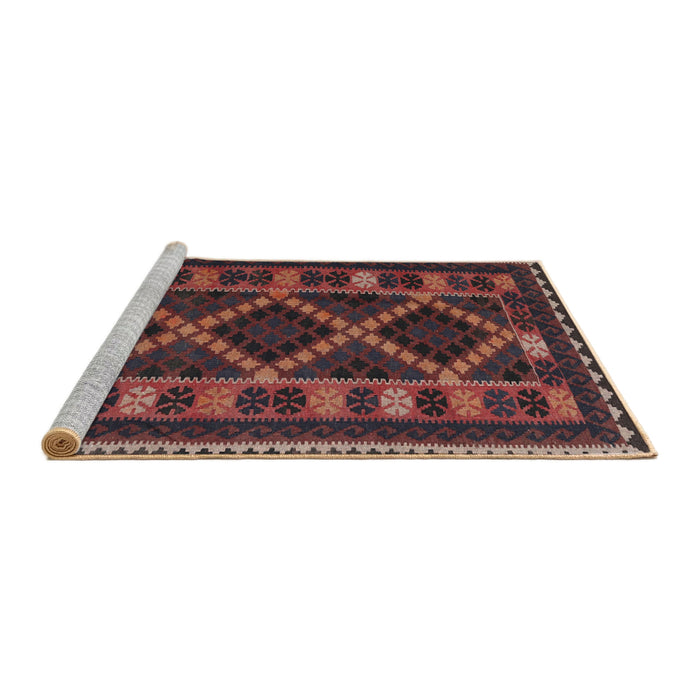 Sideview of Machine Washable Traditional Chestnut Brown Rug, wshtr2729