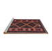 Sideview of Machine Washable Traditional Chestnut Brown Rug, wshtr2729