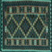 Square Southwestern Turquoise Country Rug, tr2729turq