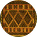 Round Machine Washable Southwestern Yellow Country Rug, wshtr2729yw