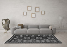 Machine Washable Southwestern Gray Country Rug in a Living Room,, wshtr2729gry