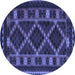 Round Southwestern Blue Country Rug, tr2729blu