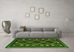 Machine Washable Southwestern Green Country Area Rugs in a Living Room,, wshtr2729grn