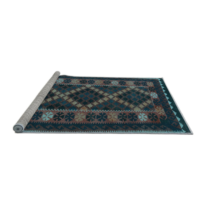 Sideview of Machine Washable Southwestern Light Blue Country Rug, wshtr2729lblu