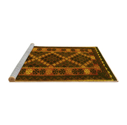 Sideview of Machine Washable Southwestern Yellow Country Rug, wshtr2729yw