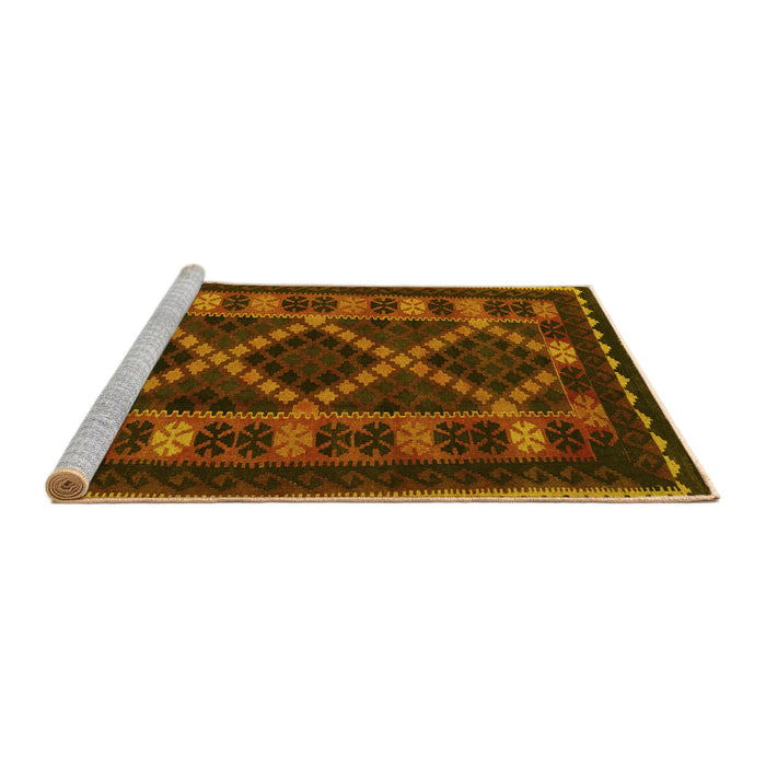Sideview of Machine Washable Southwestern Yellow Country Rug, wshtr2729yw