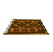 Sideview of Machine Washable Southwestern Yellow Country Rug, wshtr2729yw