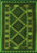 Serging Thickness of Machine Washable Southwestern Green Country Area Rugs, wshtr2729grn