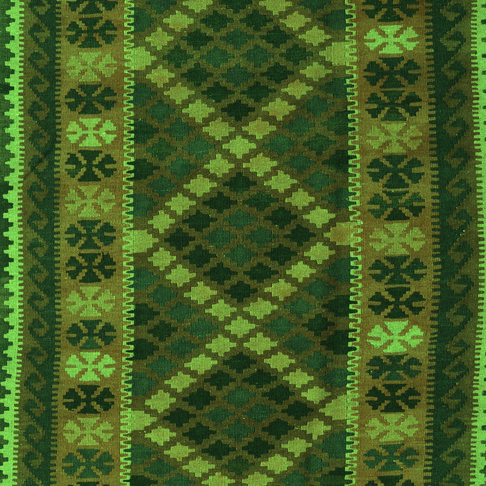 Serging Thickness of Machine Washable Southwestern Green Country Area Rugs, wshtr2729grn