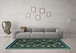 Machine Washable Southwestern Turquoise Country Area Rugs in a Living Room,, wshtr2729turq