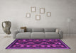 Machine Washable Southwestern Purple Country Area Rugs in a Living Room, wshtr2729pur