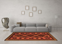 Machine Washable Southwestern Orange Country Area Rugs in a Living Room, wshtr2729org