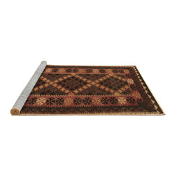 Sideview of Machine Washable Southwestern Brown Country Rug, wshtr2729brn