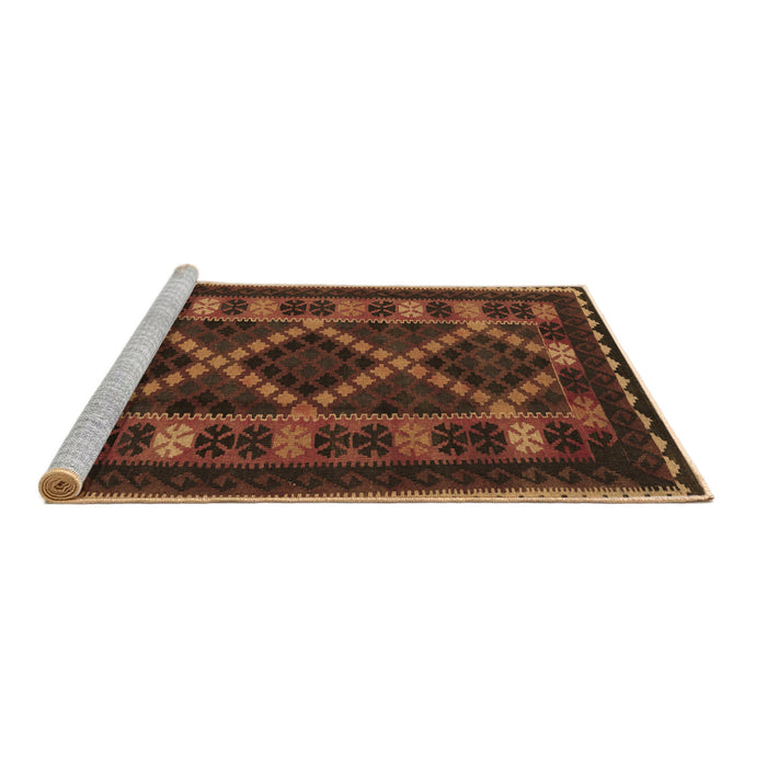 Sideview of Machine Washable Southwestern Brown Country Rug, wshtr2729brn