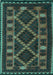 Machine Washable Southwestern Turquoise Country Area Rugs, wshtr2729turq