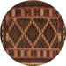 Round Southwestern Brown Country Rug, tr2729brn