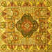 Square Animal Yellow Traditional Rug, tr272yw