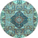 Round Animal Light Blue Traditional Rug, tr272lblu