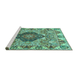 Sideview of Machine Washable Animal Turquoise Traditional Area Rugs, wshtr272turq