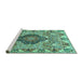 Sideview of Machine Washable Animal Turquoise Traditional Area Rugs, wshtr272turq