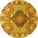 Round Machine Washable Animal Yellow Traditional Rug, wshtr272yw