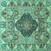 Square Animal Turquoise Traditional Rug, tr272turq