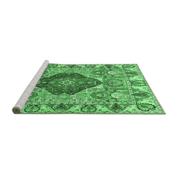 Sideview of Machine Washable Animal Emerald Green Traditional Area Rugs, wshtr272emgrn