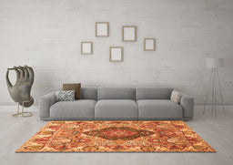 Machine Washable Animal Orange Traditional Area Rugs in a Living Room, wshtr272org
