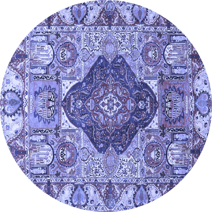 Round Machine Washable Animal Blue Traditional Rug, wshtr272blu