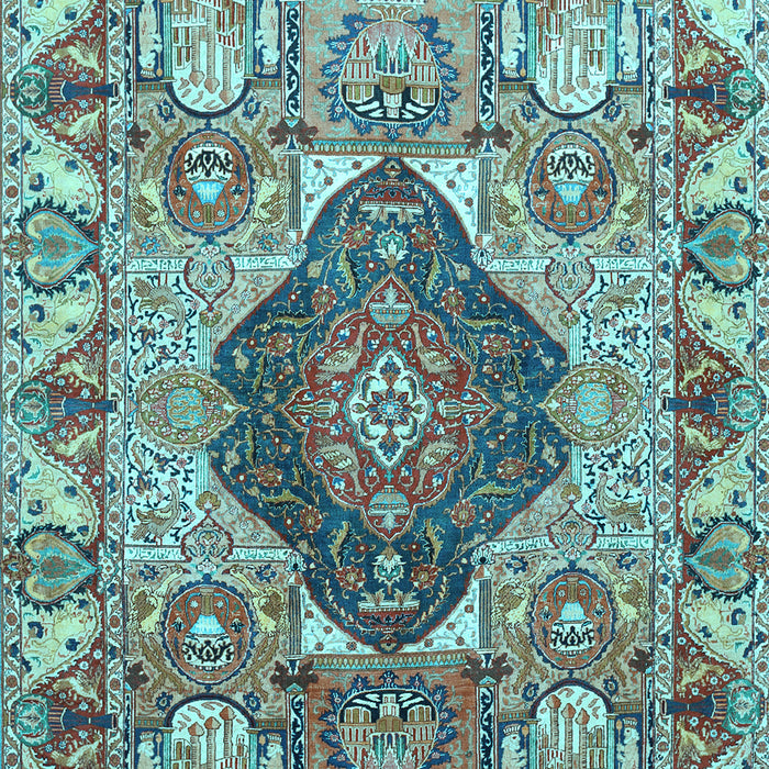 Machine Washable Animal Light Blue Traditional Rug, wshtr272lblu