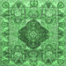 Square Animal Emerald Green Traditional Rug, tr272emgrn