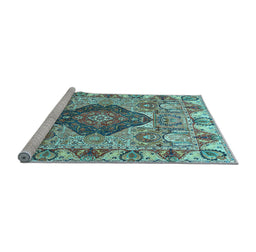 Sideview of Machine Washable Animal Light Blue Traditional Rug, wshtr272lblu
