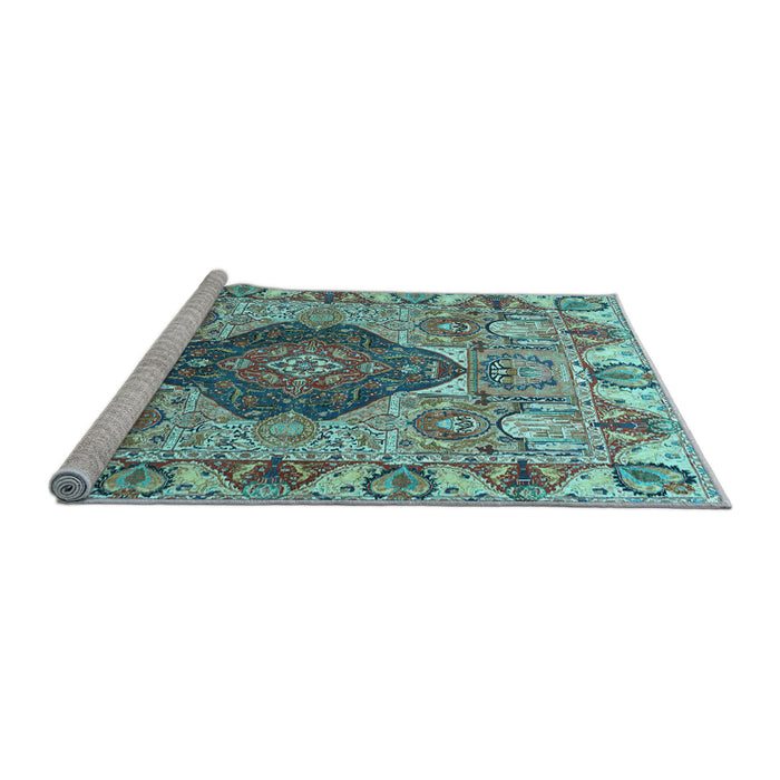 Sideview of Machine Washable Animal Light Blue Traditional Rug, wshtr272lblu