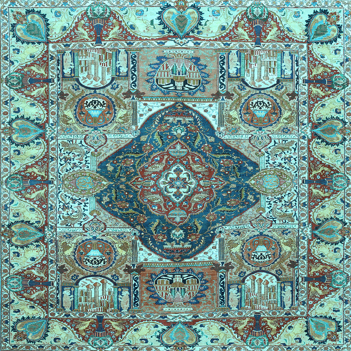 Square Machine Washable Animal Light Blue Traditional Rug, wshtr272lblu