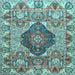 Square Machine Washable Animal Light Blue Traditional Rug, wshtr272lblu