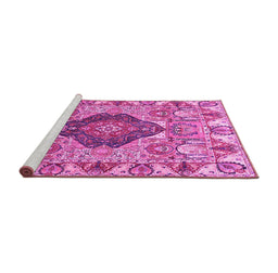 Sideview of Machine Washable Animal Pink Traditional Rug, wshtr272pnk