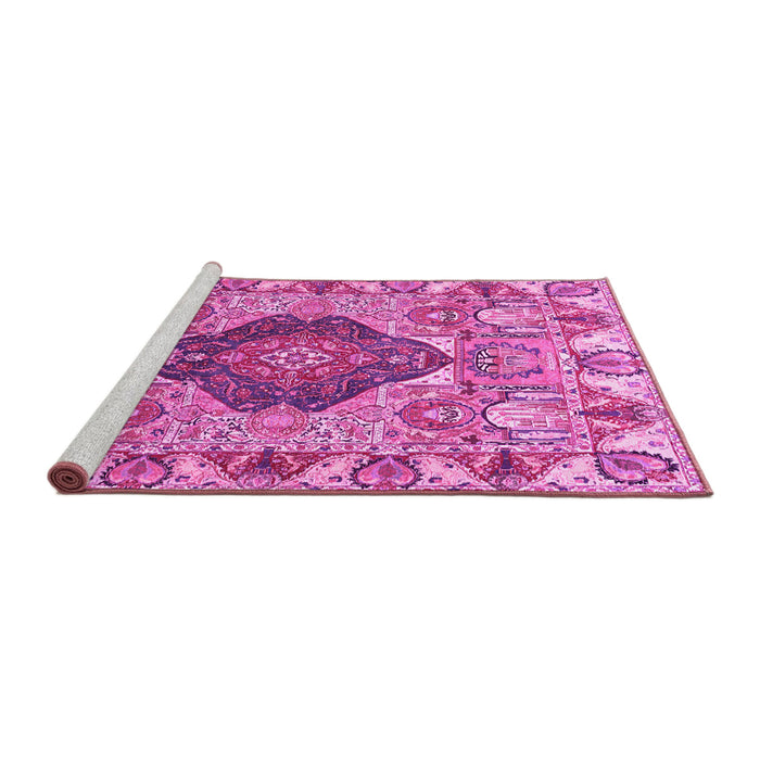 Sideview of Machine Washable Animal Pink Traditional Rug, wshtr272pnk