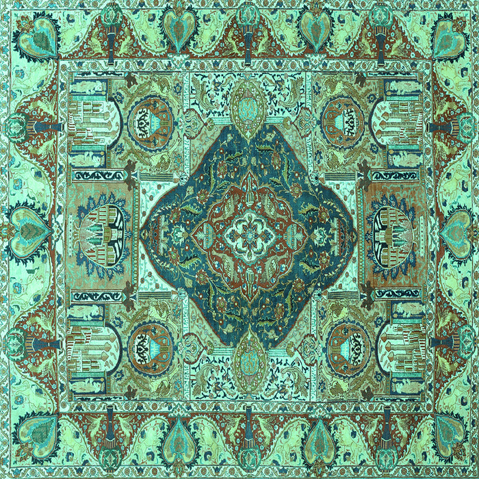 Square Machine Washable Animal Turquoise Traditional Area Rugs, wshtr272turq