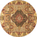 Round Animal Brown Traditional Rug, tr272brn