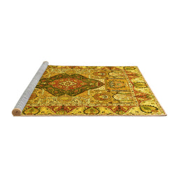 Sideview of Machine Washable Animal Yellow Traditional Rug, wshtr272yw