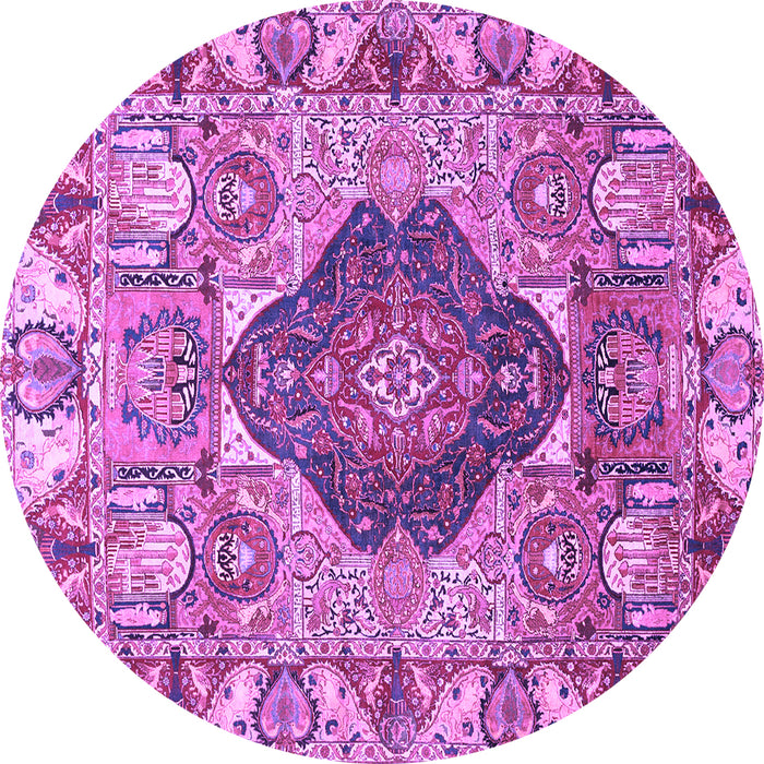 Round Machine Washable Animal Purple Traditional Area Rugs, wshtr272pur