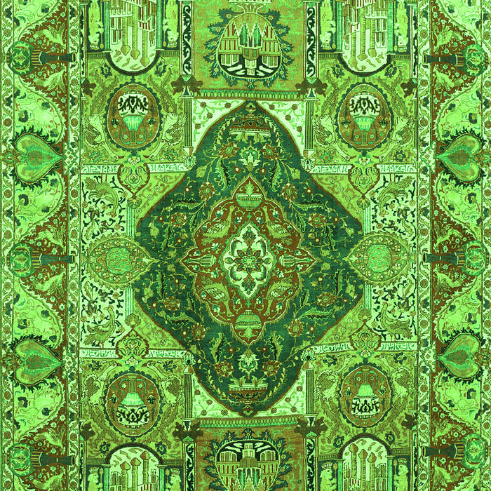 Serging Thickness of Machine Washable Animal Green Traditional Area Rugs, wshtr272grn
