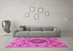 Machine Washable Animal Pink Traditional Rug in a Living Room, wshtr272pnk