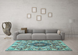 Machine Washable Animal Light Blue Traditional Rug in a Living Room, wshtr272lblu
